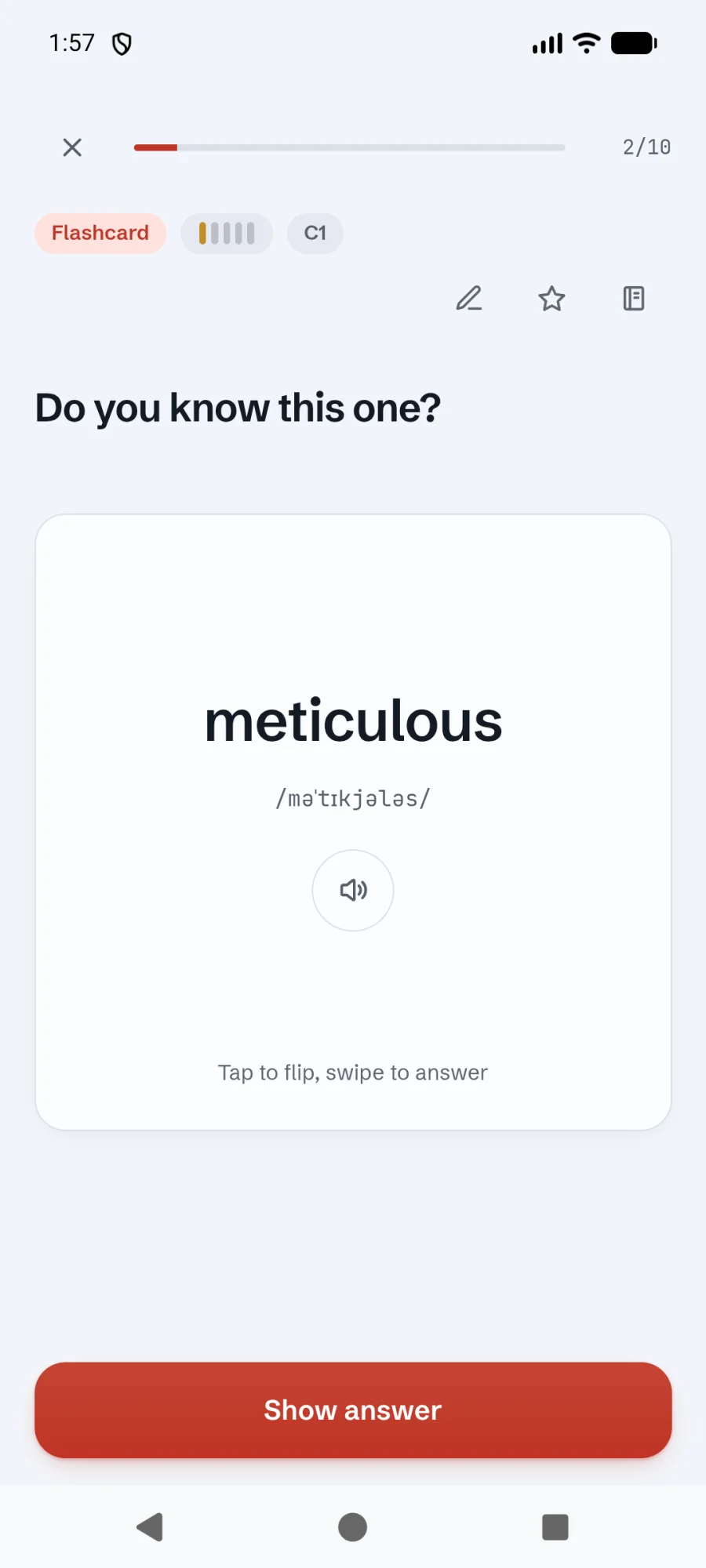 A flashcard asking Do you know this one?
